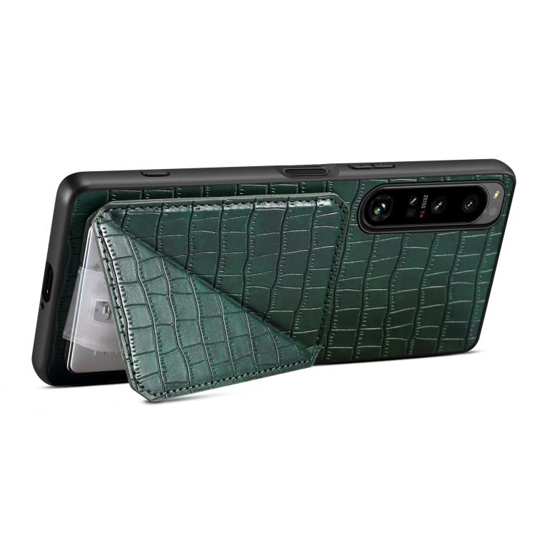 Funda Trasera Sony Xperia 5 IV Denior Piel Cocodrilo Imitación con Soporte (Verde)