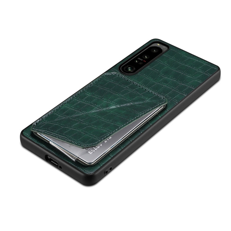 Funda Trasera Sony Xperia 5 IV Denior Piel Cocodrilo Imitación con Soporte (Verde)