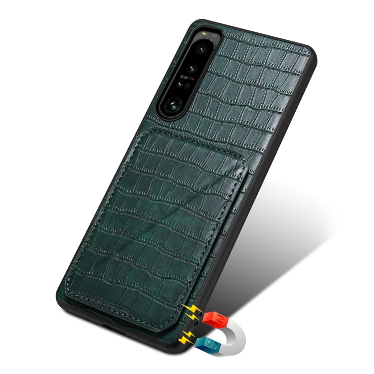 Funda Trasera Sony Xperia 5 IV Denior Piel Cocodrilo Imitación con Soporte (Verde)