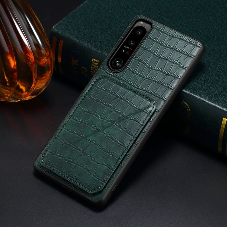 Funda Trasera Sony Xperia 5 IV Denior Piel Cocodrilo Imitación con Soporte (Verde)