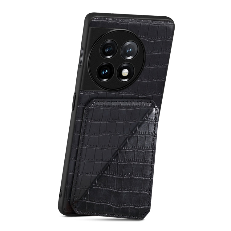 Funda Trasera Denior para Oppo K11 y Oneplus Nord CE3 5G de Piel de Cocodrilo con Soporte (Negro)