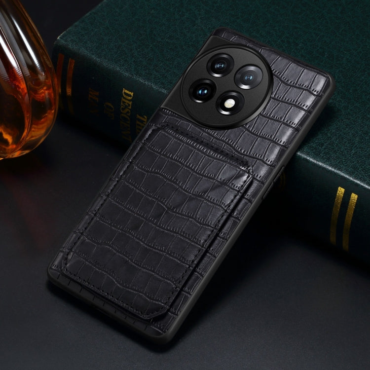 Funda Trasera Denior para Oppo K11 y Oneplus Nord CE3 5G de Piel de Cocodrilo con Soporte (Negro)