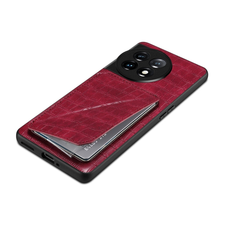 Funda Trasera Denior para Oppo K11 y Oneplus Nord Ce3 5G de Piel Cocodrilo con Soporte (Rojo Rosa)