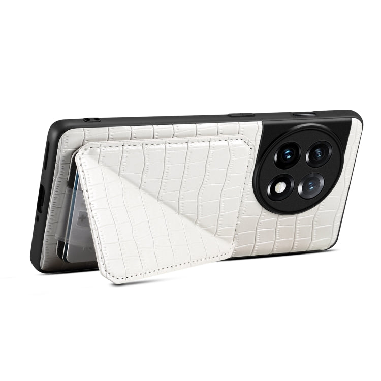 Funda Trasera Denior para Oppo K11 y Oneplus Nord Ce3 5G de Piel de Cocodrilo con Soporte (Blanco)