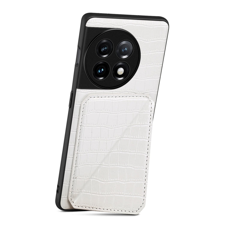 Funda Trasera OnePlus 11 5G Denior Piel de Cocodrilo con Soporte (Blanco)