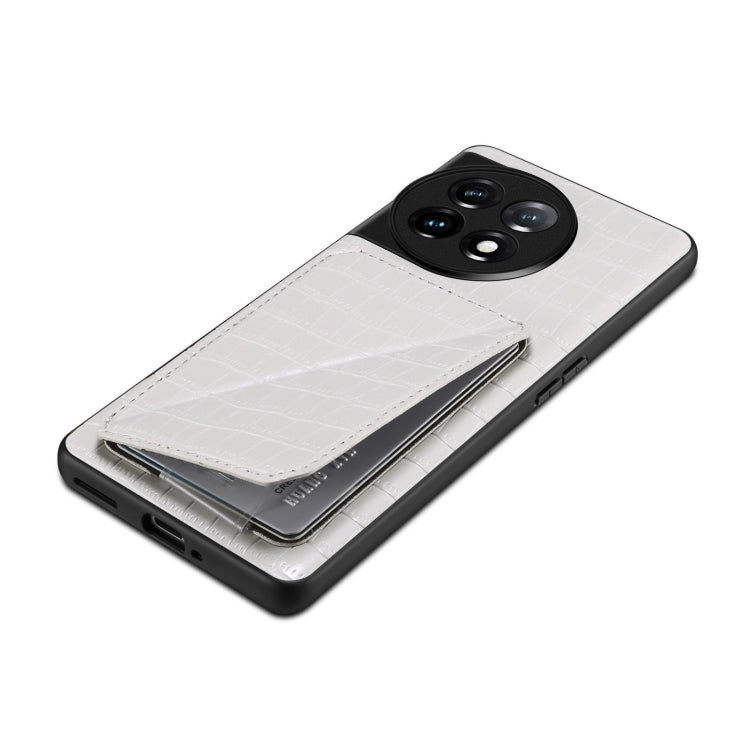 Funda Trasera OnePlus 11 5G Denior Piel de Cocodrilo con Soporte (Blanco)