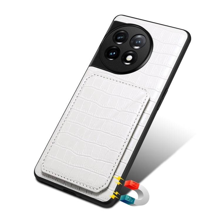 Funda Trasera OnePlus 11 5G Denior Piel de Cocodrilo con Soporte (Blanco)
