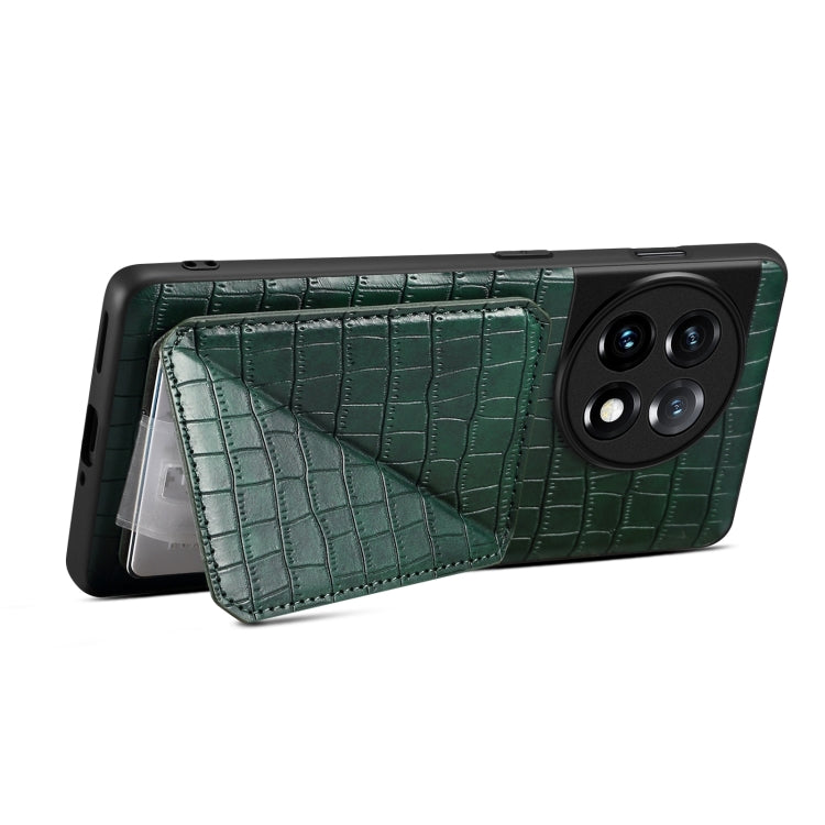 Funda Trasera OnePlus Ace 2 Pro 5G Denior Piel de Cocodrilo Imitación con Soporte (Verde)