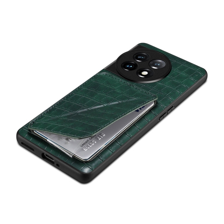 Funda Trasera OnePlus Ace 2 Pro 5G Denior Piel de Cocodrilo Imitación con Soporte (Verde)