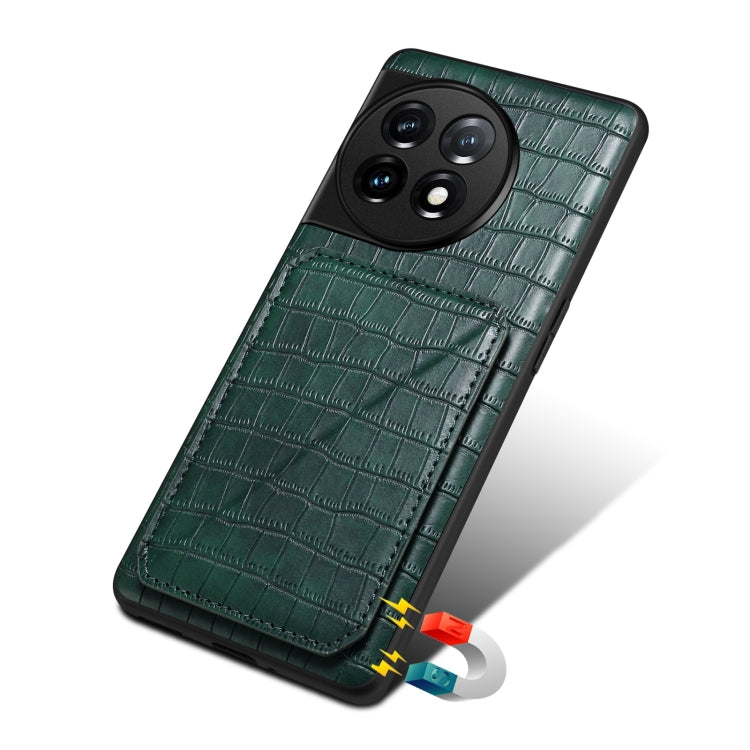 Funda Trasera OnePlus Ace 2 Pro 5G Denior Piel de Cocodrilo Imitación con Soporte (Verde)