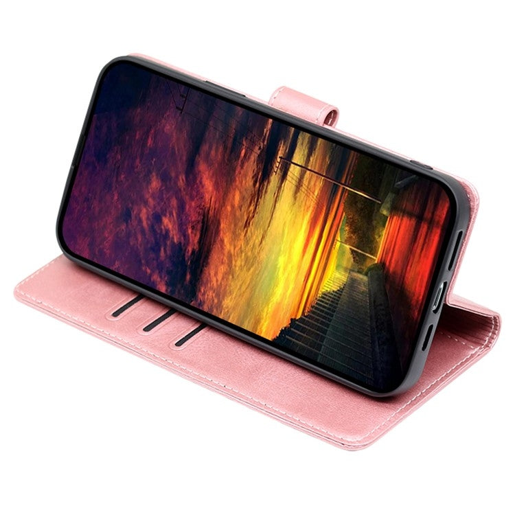 Funda de Cuero con Tapa y Hebilla para OnePlus Nord Ce 4 Lite 5G (Oro Rosa)