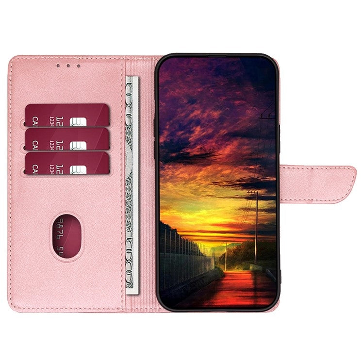 Funda de Cuero con Tapa y Hebilla para OnePlus Nord Ce 4 Lite 5G (Oro Rosa)