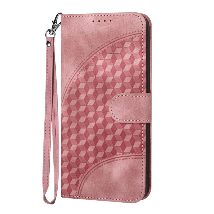 Funda de Cuero con Relieve Cabeza de Elefante para Huawei P50 Pro con Cordón (Rosa)