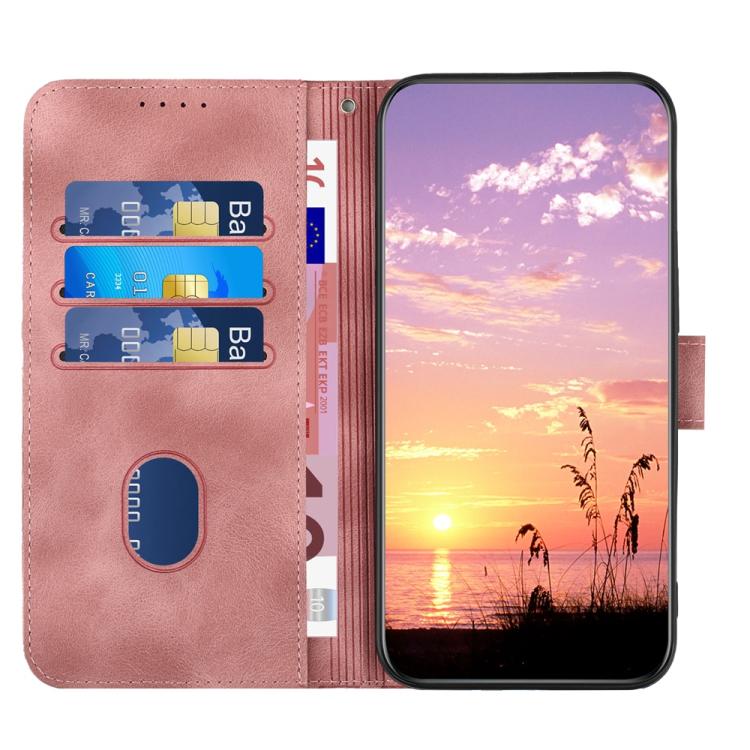 Funda de Cuero con Relieve Cabeza de Elefante para Huawei P50 Pro con Cordón (Rosa)