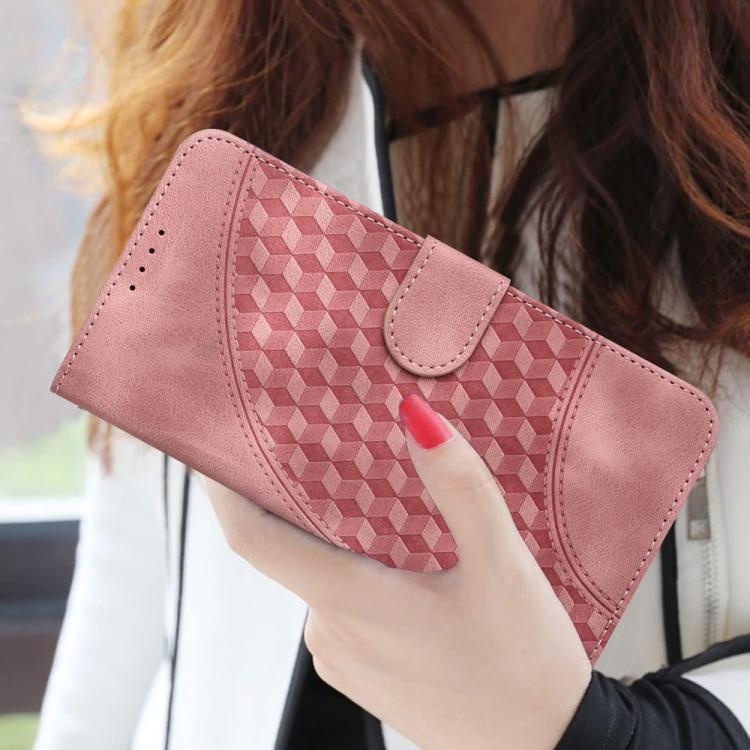 Funda de Cuero con Relieve Cabeza de Elefante para Huawei P50 Pro con Cordón (Rosa)