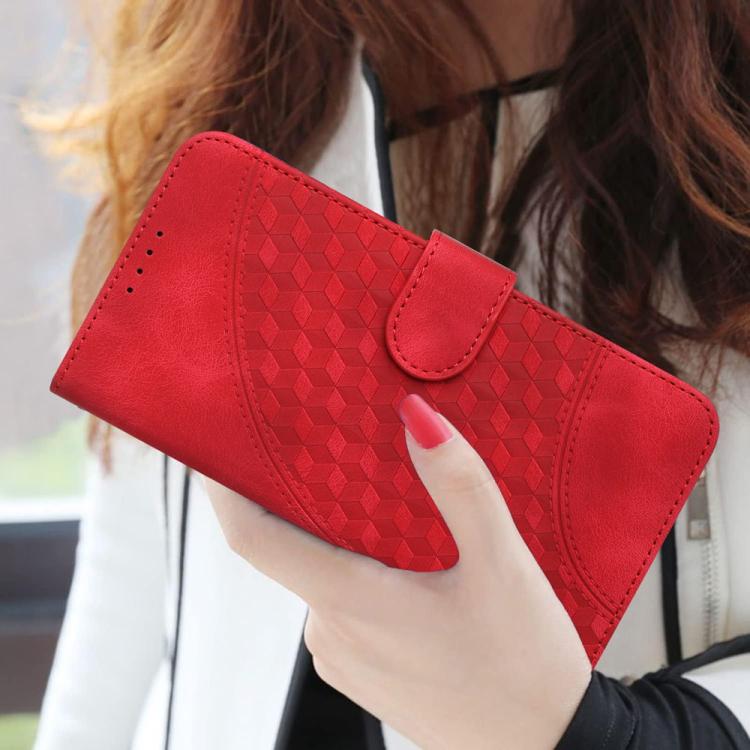 Funda de Cuero Huawei P50 Pro con Relieve de Cabeza de Elefante y Cordón (Rojo)