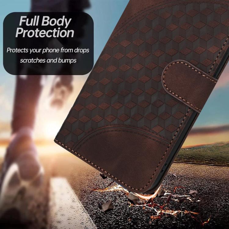Funda de Cuero con Relieve Cabeza de Elefante para Huawei P50 Pro con Cordón (Café)