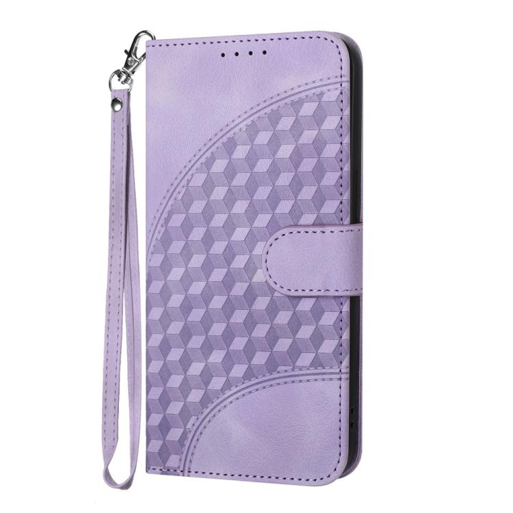 Funda de Cuero Huawei P60/P60 Pro con Relieve Cabeza de Elefante y Cordón (Morado Claro)