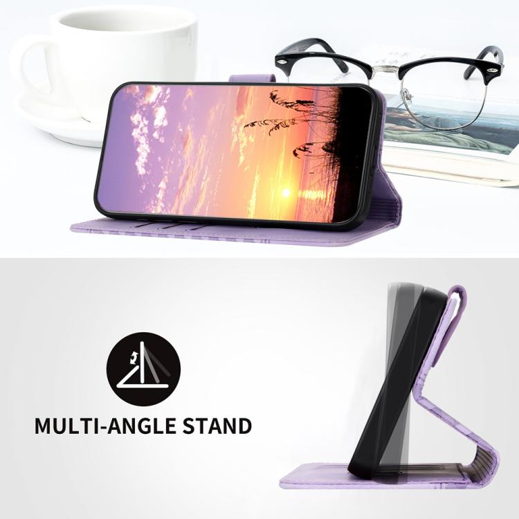 Funda de Cuero Huawei P60/P60 Pro con Relieve Cabeza de Elefante y Cordón (Morado Claro)
