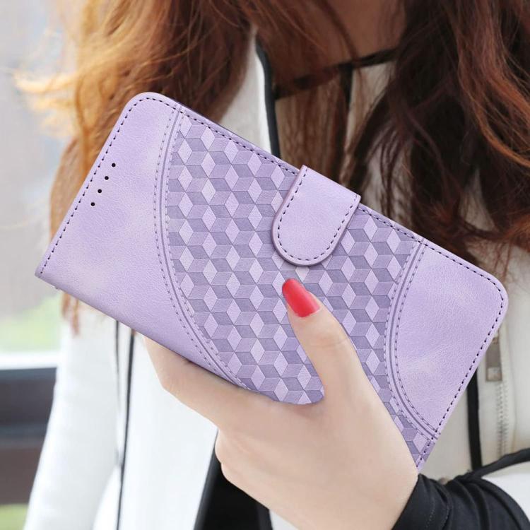 Funda de Cuero Huawei P60/P60 Pro con Relieve Cabeza de Elefante y Cordón (Morado Claro)