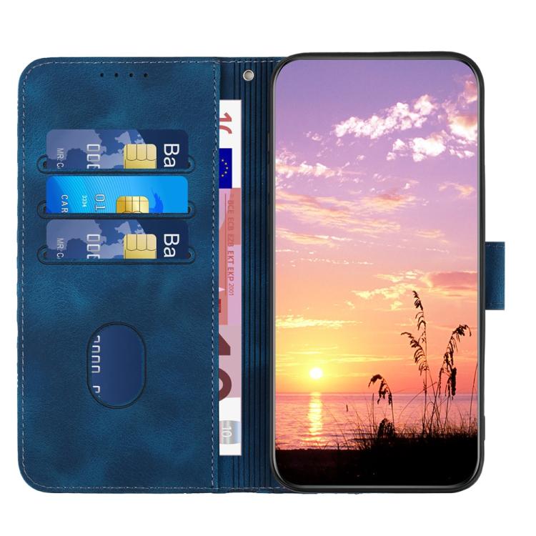 Funda de Cuero Huawei P60/P60 Pro con Relieve Cabeza de Elefante y Cordón (Azul Real)