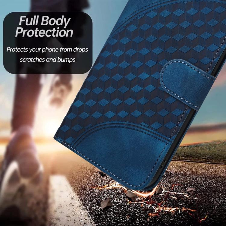 Funda de Cuero Huawei P60/P60 Pro con Relieve Cabeza de Elefante y Cordón (Azul Real)
