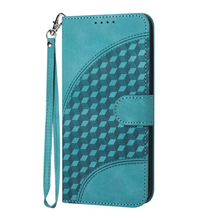 Funda de Cuero Huawei P60/P60 Pro con Relieve Cabeza de Elefante y Cordón (Azul Claro)