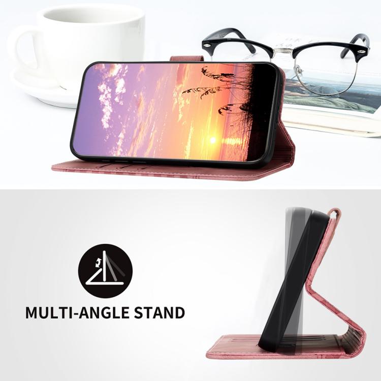 Funda de Cuero con Relieve Cabeza de Elefante para Huawei Enjoy 20E con Cordón (Rosa)