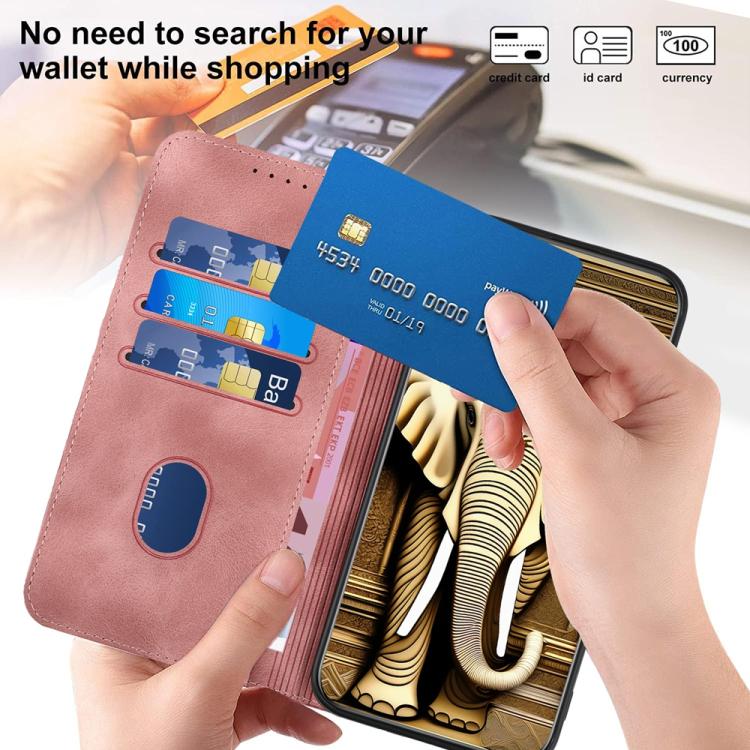 Funda de Cuero con Relieve Cabeza de Elefante para Huawei Enjoy 20E con Cordón (Rosa)