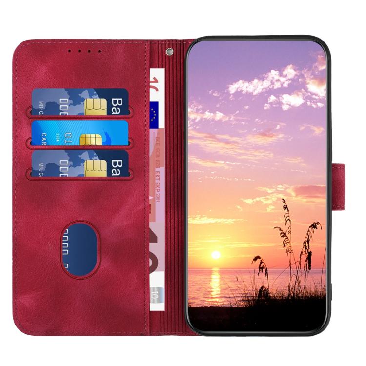 Funda de Cuero con Relieve Cabeza de Elefante para Huawei Enjoy 20E con Cordón (Rosa Rojo)