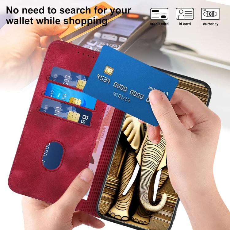 Funda de Cuero con Relieve Cabeza de Elefante para Huawei Enjoy 20E con Cordón (Rosa Rojo)