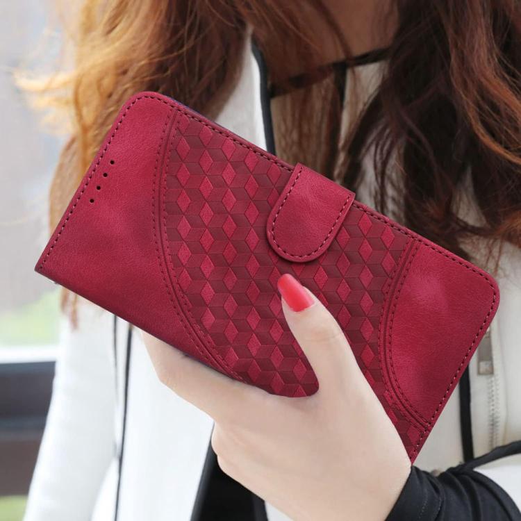 Funda de Cuero con Relieve Cabeza de Elefante para Huawei Enjoy 20E con Cordón (Rosa Rojo)
