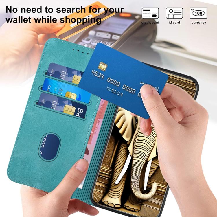 Funda de Cuero con Relieve de Cabeza de Elefante para Huawei Enjoy 20E con Cordón (Azul Claro)