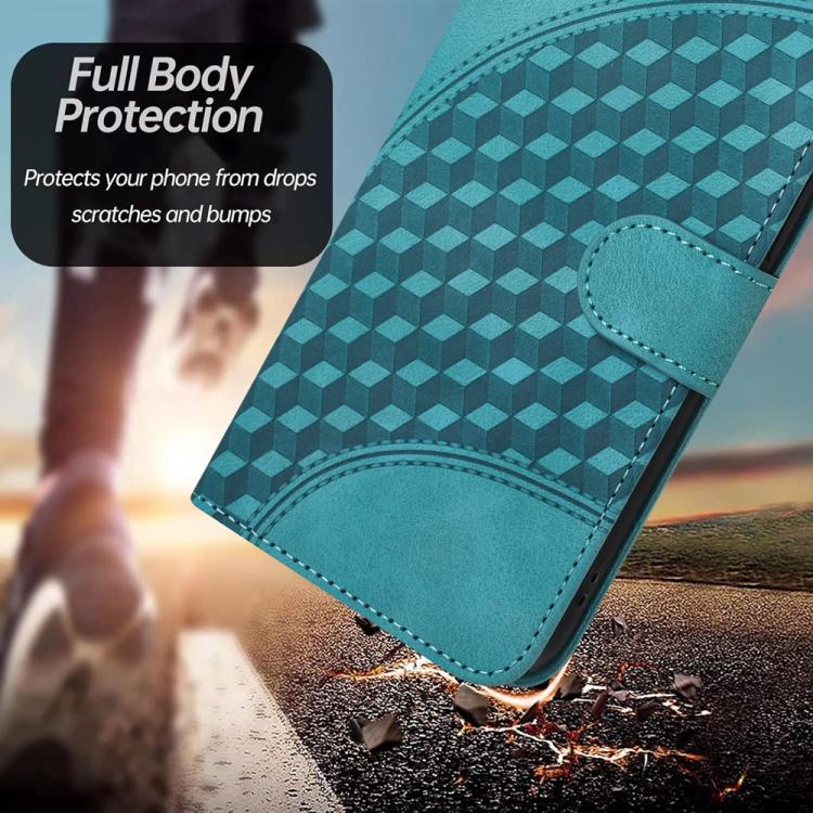 Funda de Cuero con Relieve de Cabeza de Elefante para Huawei Enjoy 20E con Cordón (Azul Claro)