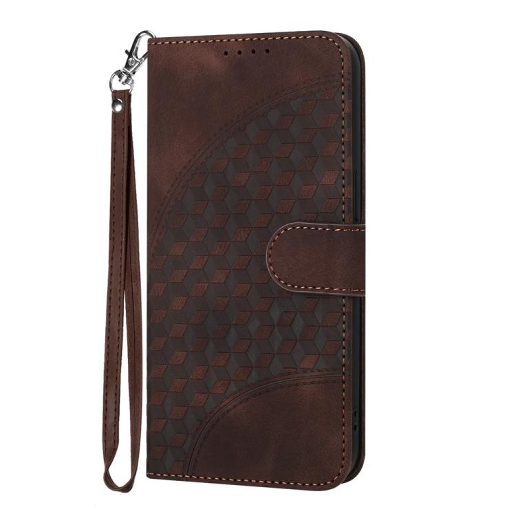 Funda de Cuero con Relieve Cabeza de Elefante para Huawei Enjoy 50 Nova Y70 con Cordón (Café)