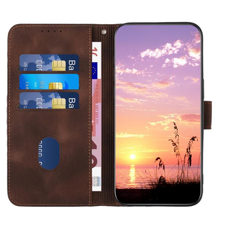 Funda de Cuero con Relieve Cabeza de Elefante para Huawei Enjoy 50 Nova Y70 con Cordón (Café)