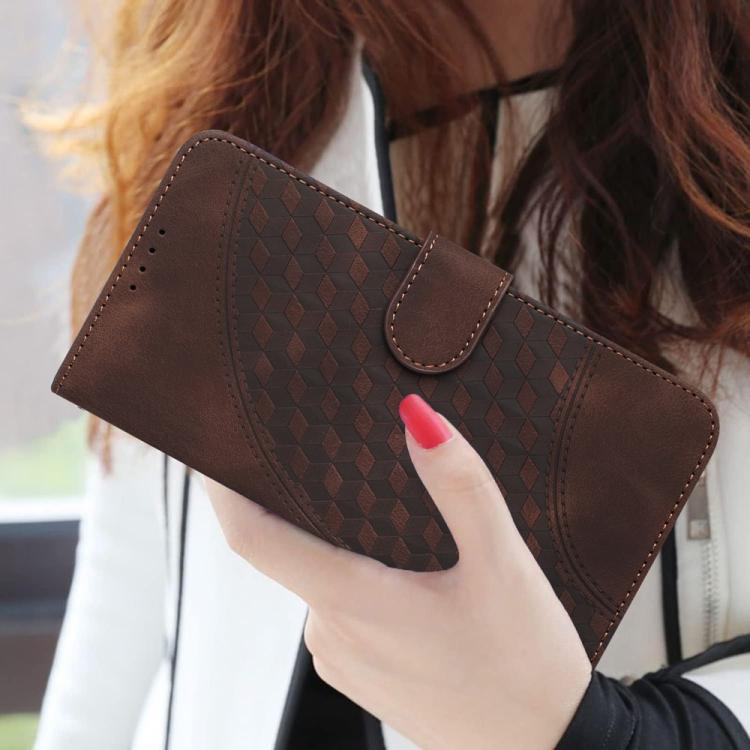 Funda de Cuero con Relieve Cabeza de Elefante para Huawei Enjoy 50 Nova Y70 con Cordón (Café)