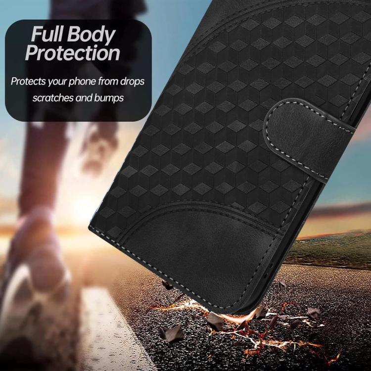 Funda de Cuero con Relieve de Cabeza de Elefante para Huawei Enjoy 50 Pro y Nova Y90 con Cordón (Negro)