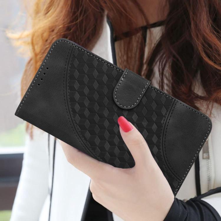 Funda de Cuero con Relieve de Cabeza de Elefante para Huawei Enjoy 50 Pro y Nova Y90 con Cordón (Negro)