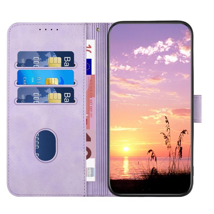 Funda de Cuero con Relieve Cabeza de Elefante para Huawei Nova Y72 con Cordón (Morado Claro)