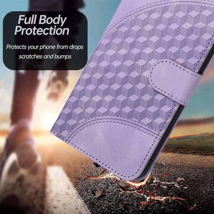 Funda de Cuero con Relieve Cabeza de Elefante para Huawei Nova Y72 con Cordón (Morado Claro)