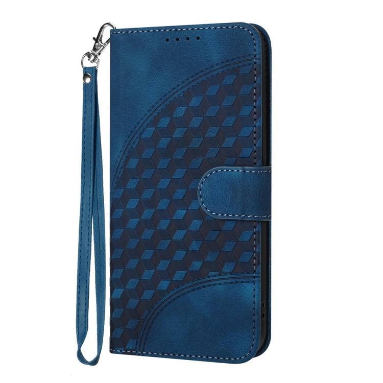 Funda de Cuero Huawei Nova Y72 con Relieve de Cabeza de Elefante y Cordón (Azul Real)