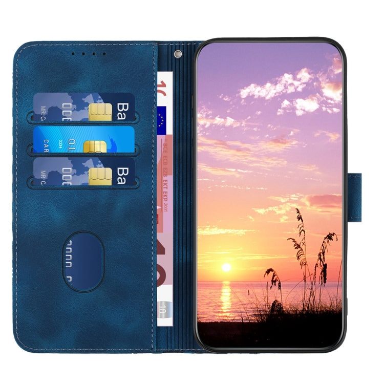 Funda de Cuero con Relieve de Cabeza de Elefante para Sharp Aquos R9 Pro con Cordón (Azul Real)