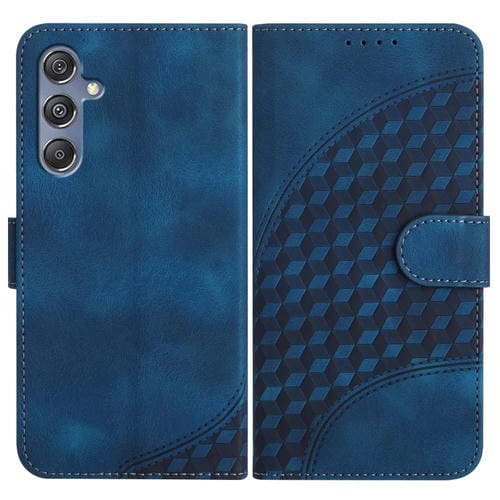 Funda para Teléfono Samsung Galaxy M34 Yx0060 Cuero Relieve Cabeza de Elefante con Cordón (Azul Real)