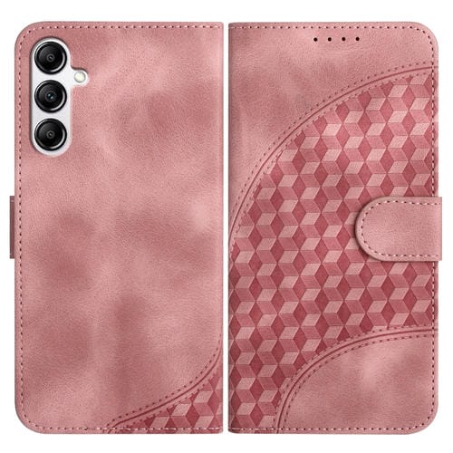 Funda de cuero Samsung Galaxy A14 5G Yx0060 con relieve y cabeza de elefante con cordón (Rosa)
