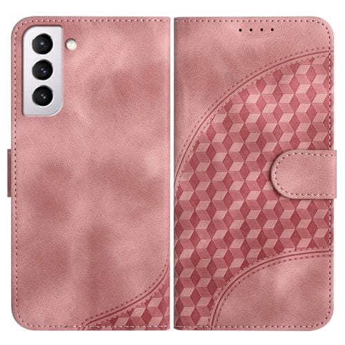Funda para Samsung Galaxy S21 FE 5G Yx0060 Cuero Relieve Cabeza de Elefante con Cordón (Rosa)
