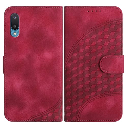 Funda para teléfono Samsung Galaxy A02 Versión UE Yx0060 Cuero Relieve Cabeza de Elefante (Rojo Rosa)