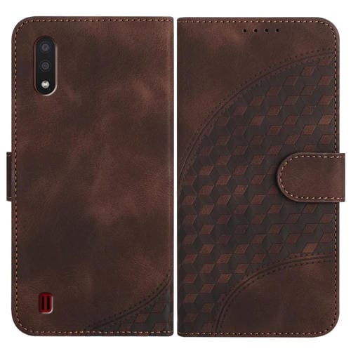 Funda para Samsung Galaxy A01 / M01 Yx0060 Cuero Relieve Cabeza de Elefante con Cordón (Café)