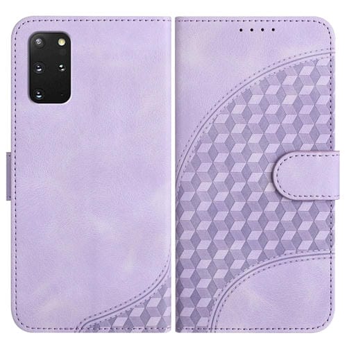 Funda de Cuero Samsung Galaxy S20 + Yx0060 con Relieve de Cabeza de Elefante y Cordón (Púrpura Claro)