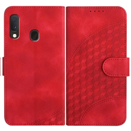 Funda para Teléfono Samsung Galaxy A20E A10E Yx0060 Cuero Relieve Cabeza de Elefante Cordón (Rojo)